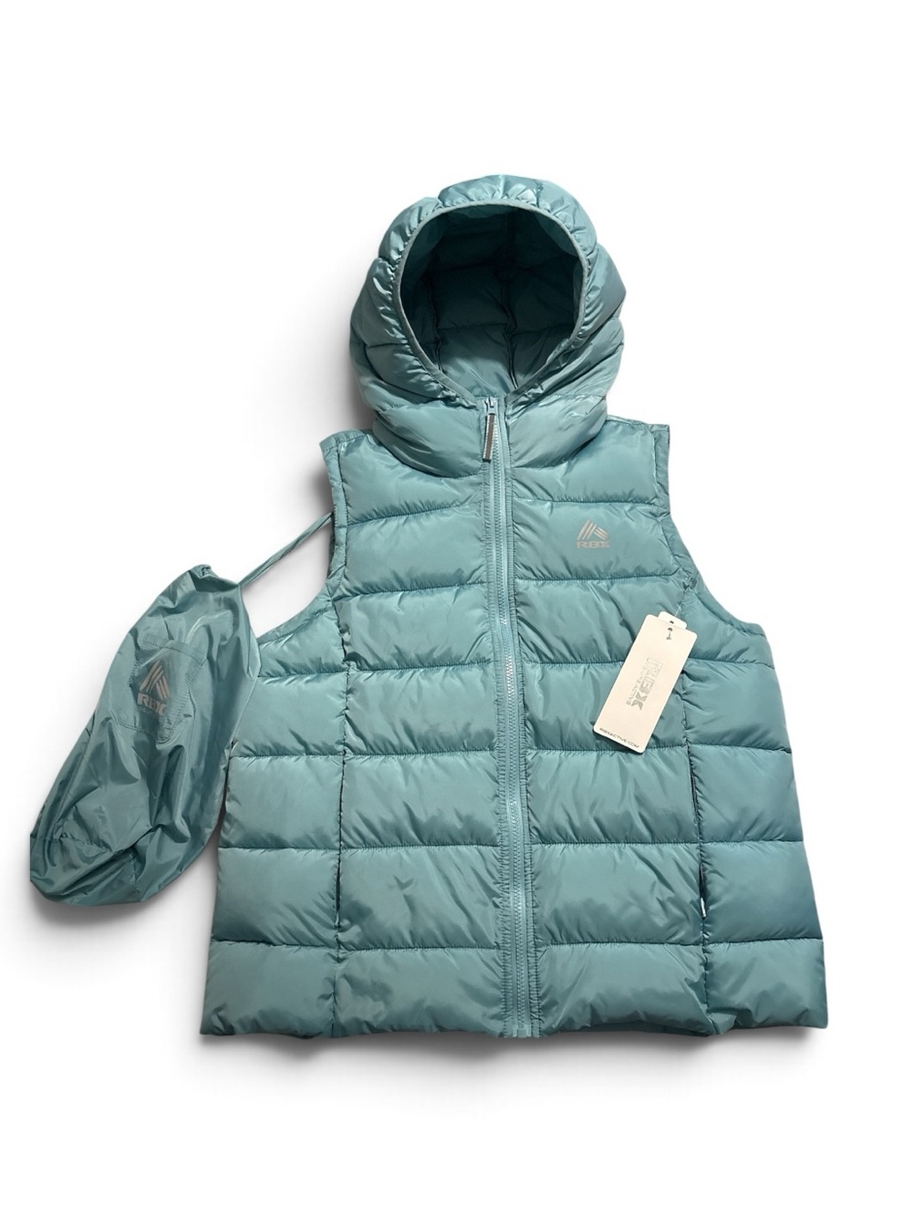 RBX Active Women’s Blue Puffer Hoodie Vest Size Large